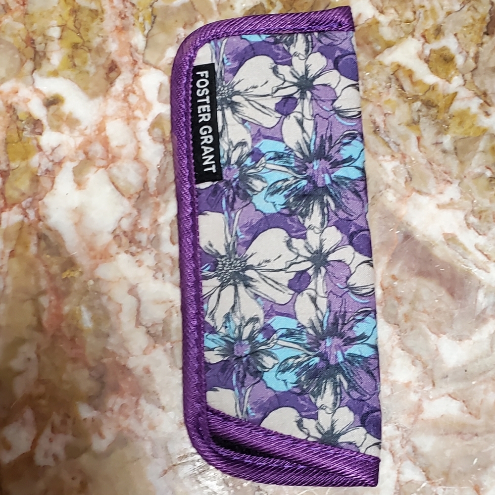 Foster Grant Purple and Blue Floral Sleeve For Glasses